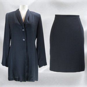 Tenzer Navy Blue Pinstriped Skirt Suit in Size 8/10